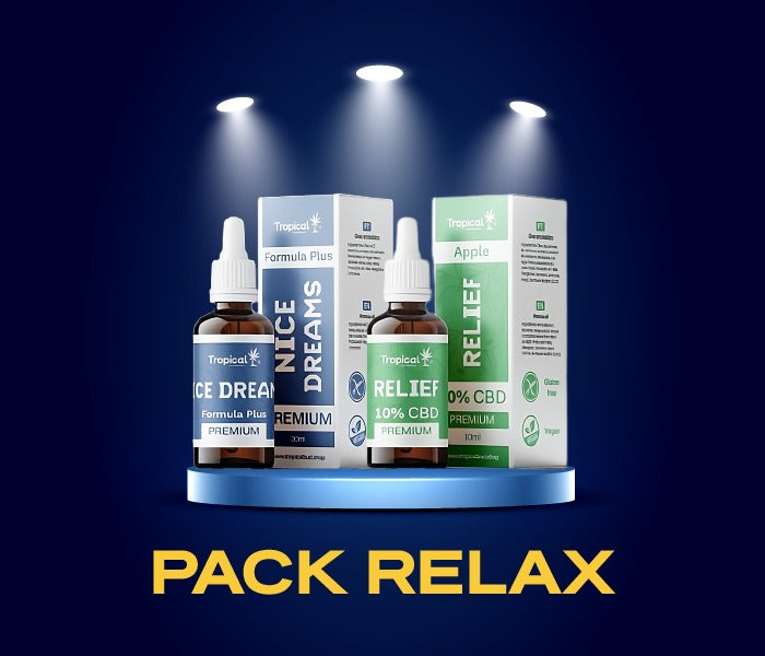 Pack Calma & Conforto Tropical Bud com dois óleos de CBD derivados de cânhamo industrial certificado (<0,2% THC).
