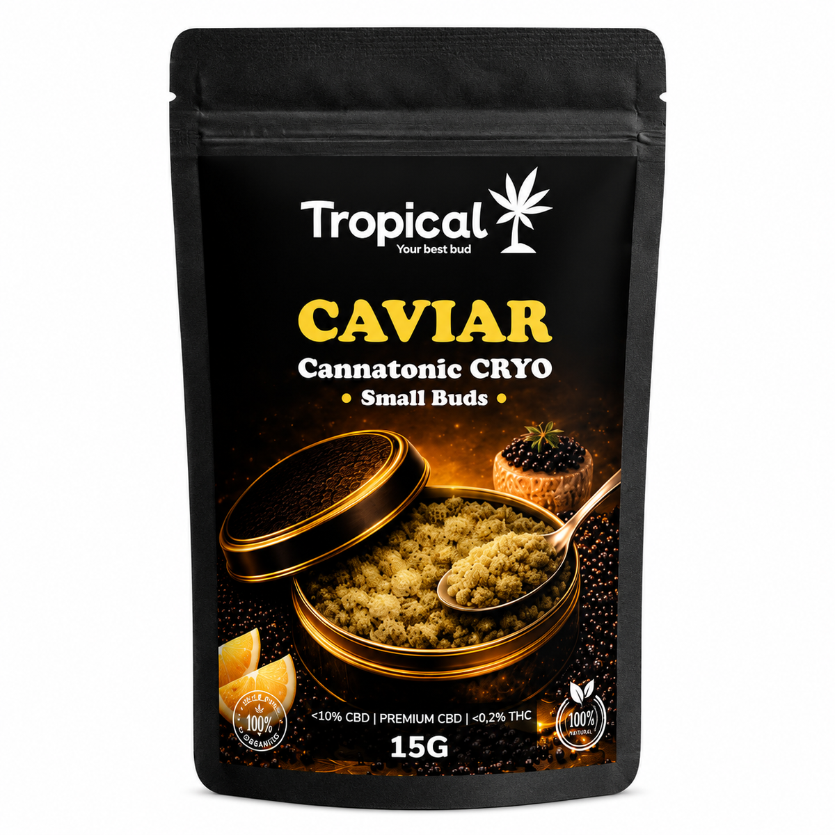 Kit Flores CBD e HPC – Popcorn 10g + Caviar CRYO 15g + Mortalhas, Joint e Isqueiro