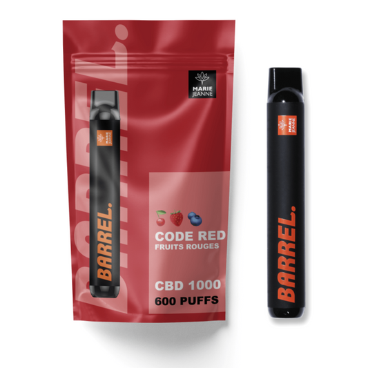 Vaporizador Barrel Code Red – Vaporizador premium com 1000mg de CBD e 600 puffs. O melhor vape com sabor marcante e efeito relaxante de alta qualidade.