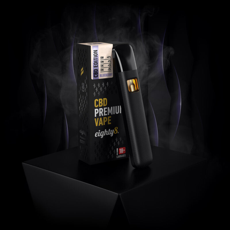 Vaporizador CBD 45% Eighty8 Mirtilo – Terpenos Naturais 1mlcom terpenos naturais. Aroma herbal com toque frutado subtil.