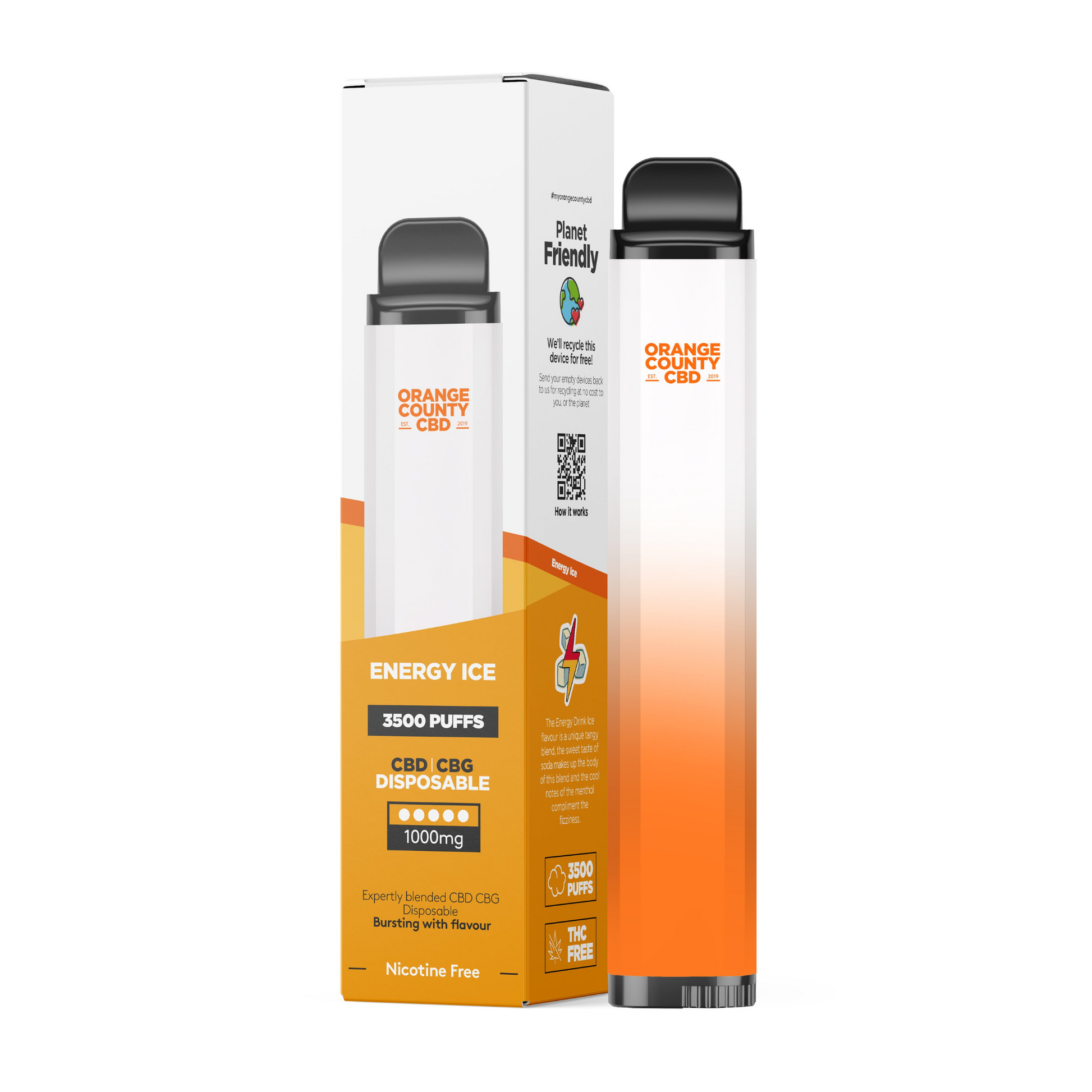 Vaporizador CBD e CBG Energy ICE – Vaporizador premium da Orange County com 3500 puffs. O melhor vape com CBD e CBG, sabor mentolado e efeito estimulante.