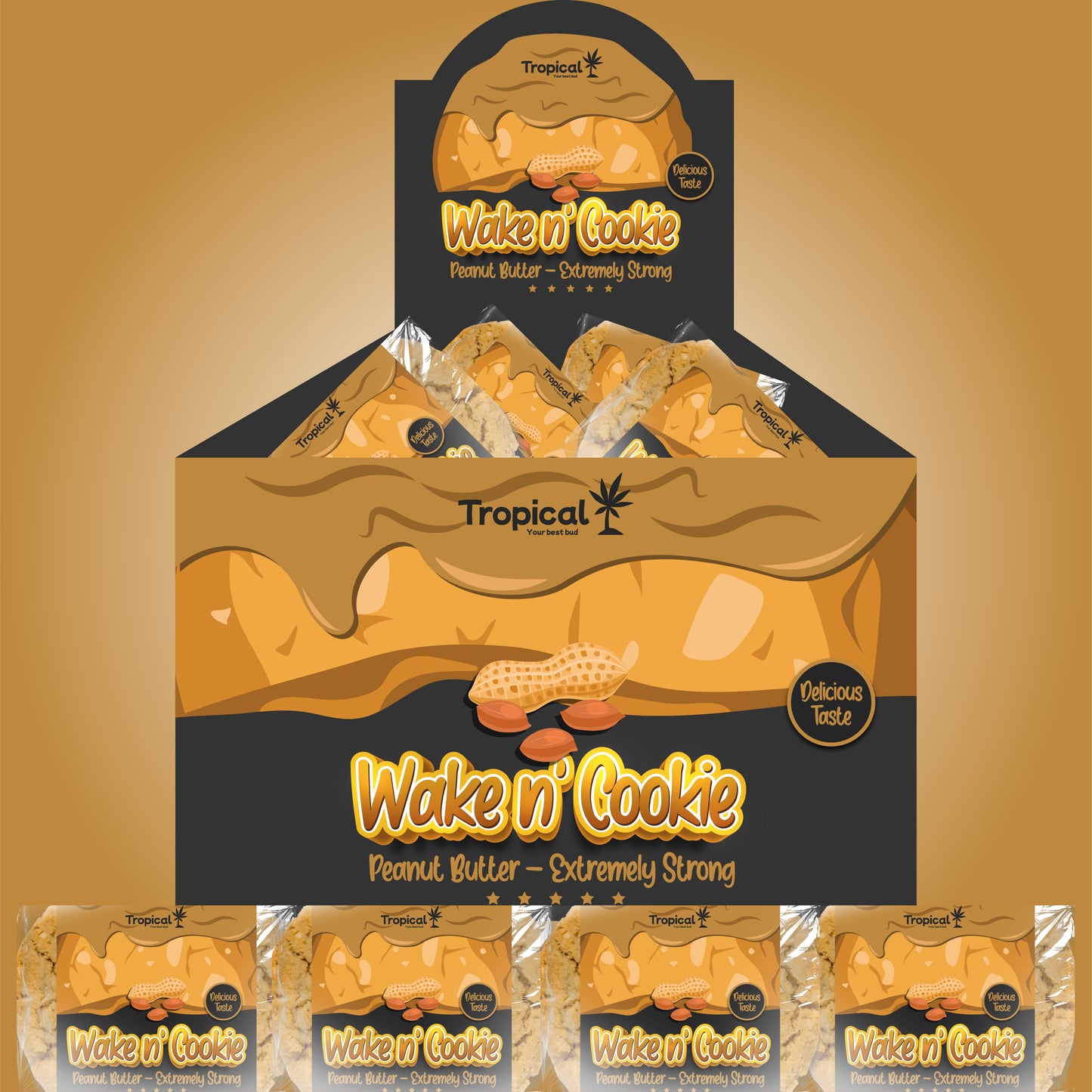 Bolacha de cânhamo com Manteiga de amendoin – Tropical Bud Wake’n Cookie