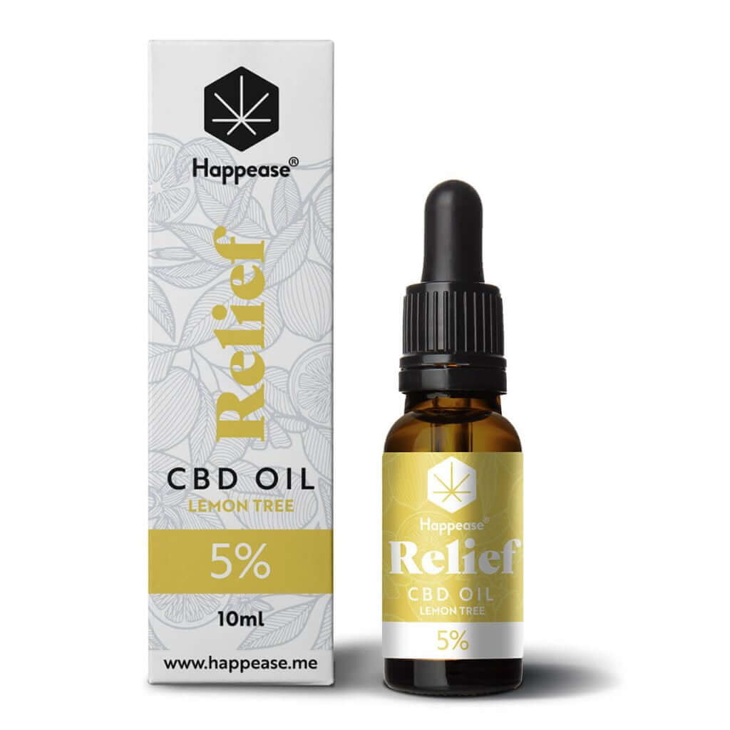 Óleo de CBD RELIEF Happease 5% Lemon Tree (10ml) com <0,2% THC.