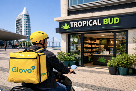 Loja Tropical Bud em Lisboa, Avenida de Roma, especializada em CBD premium com entregas rápidas pela Glovo.