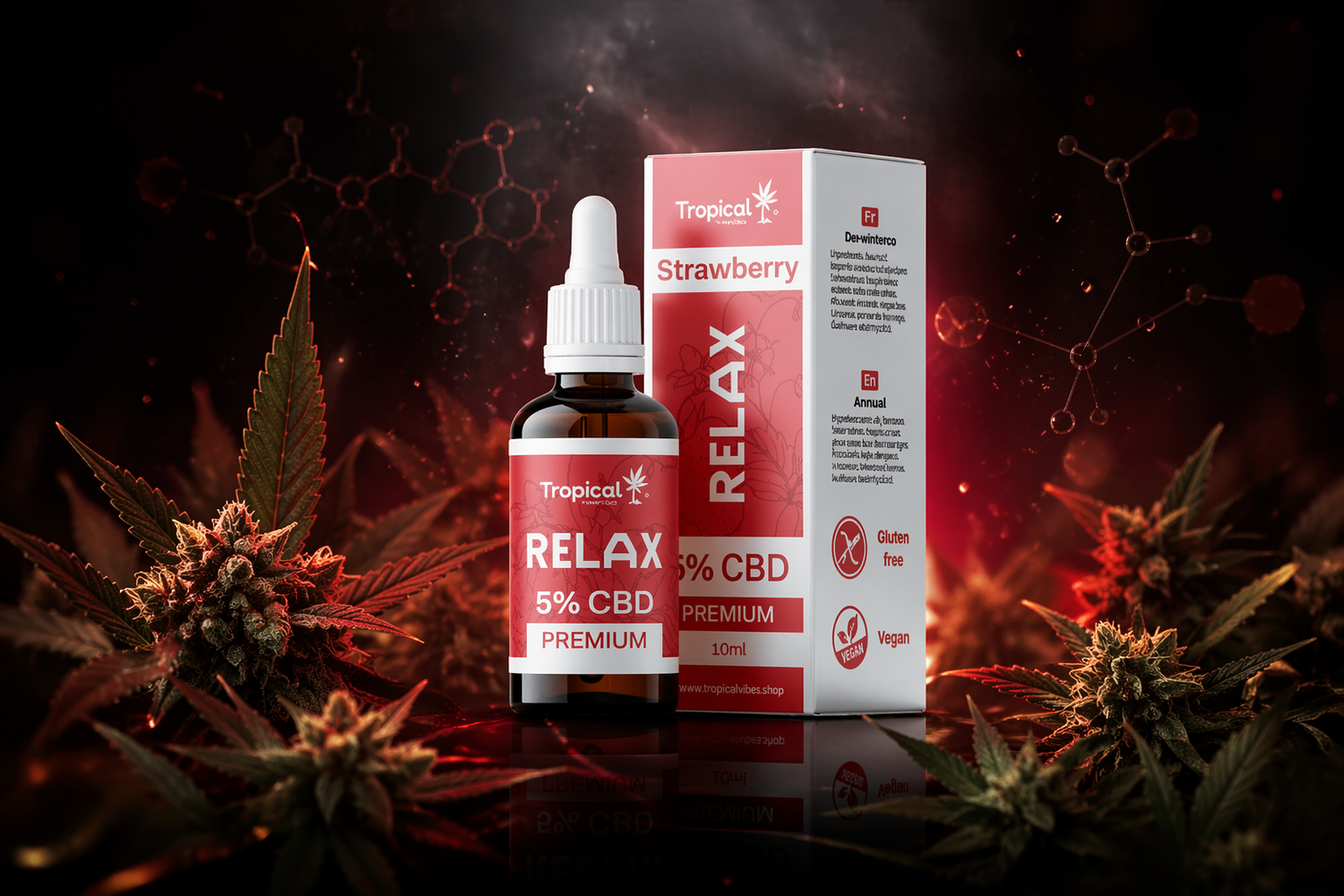Óleo CBD Premium da Tropical Bud ilustrado em ambiente científico, representando compostos naturais do cânhamo e o crescente interesse pelo CBD em Portugal.