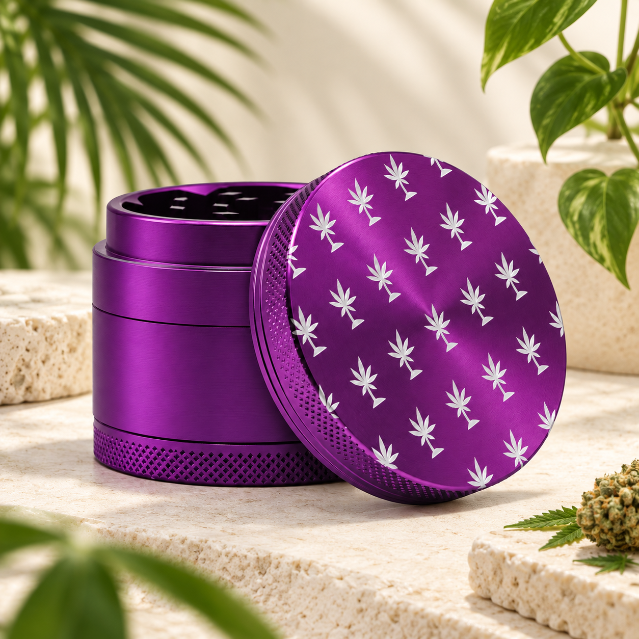 Grinder de Alumínio Tropical Bud Roxo