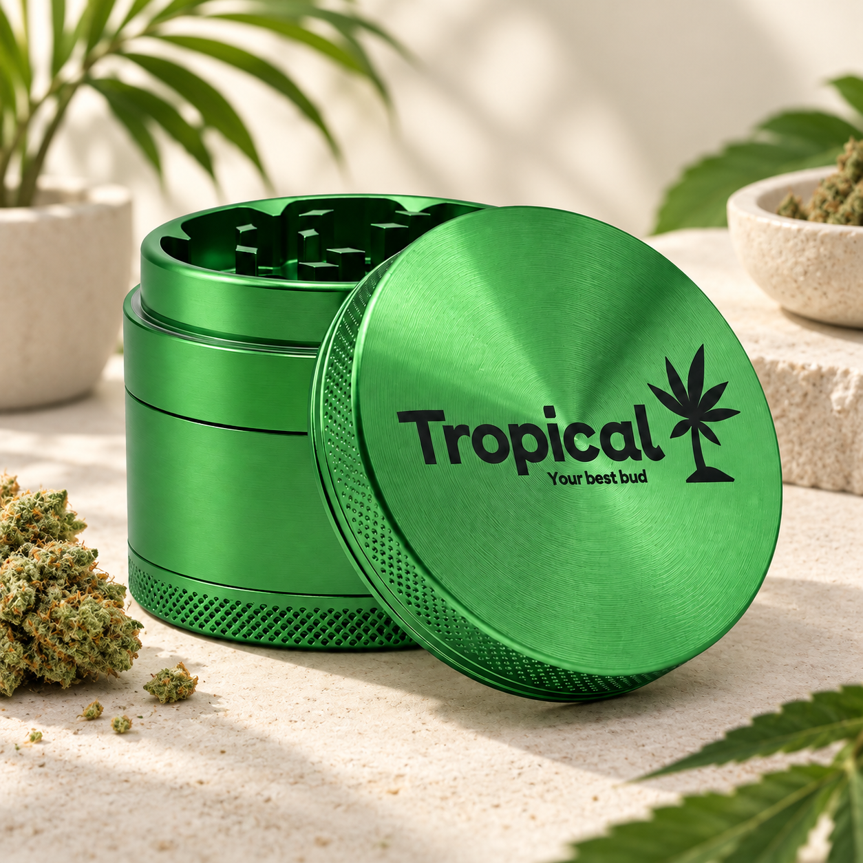 Grinder de Alumínio Tropical Bud Verde