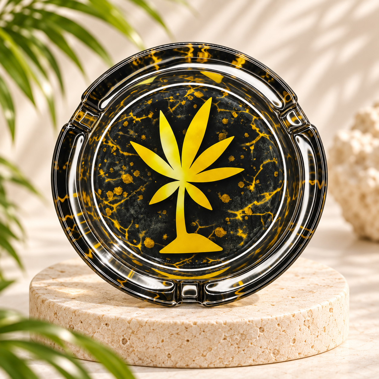 Cinzeiro de Vidro Tropical Bud Amarelo