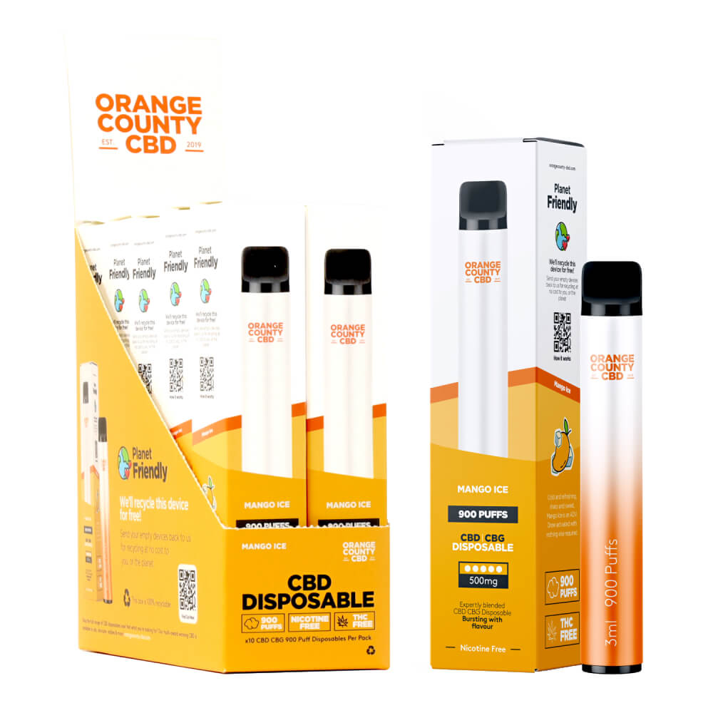 Vape CBD descartável de 3ml com sabor tropical e refrescante a Gelado de Manga