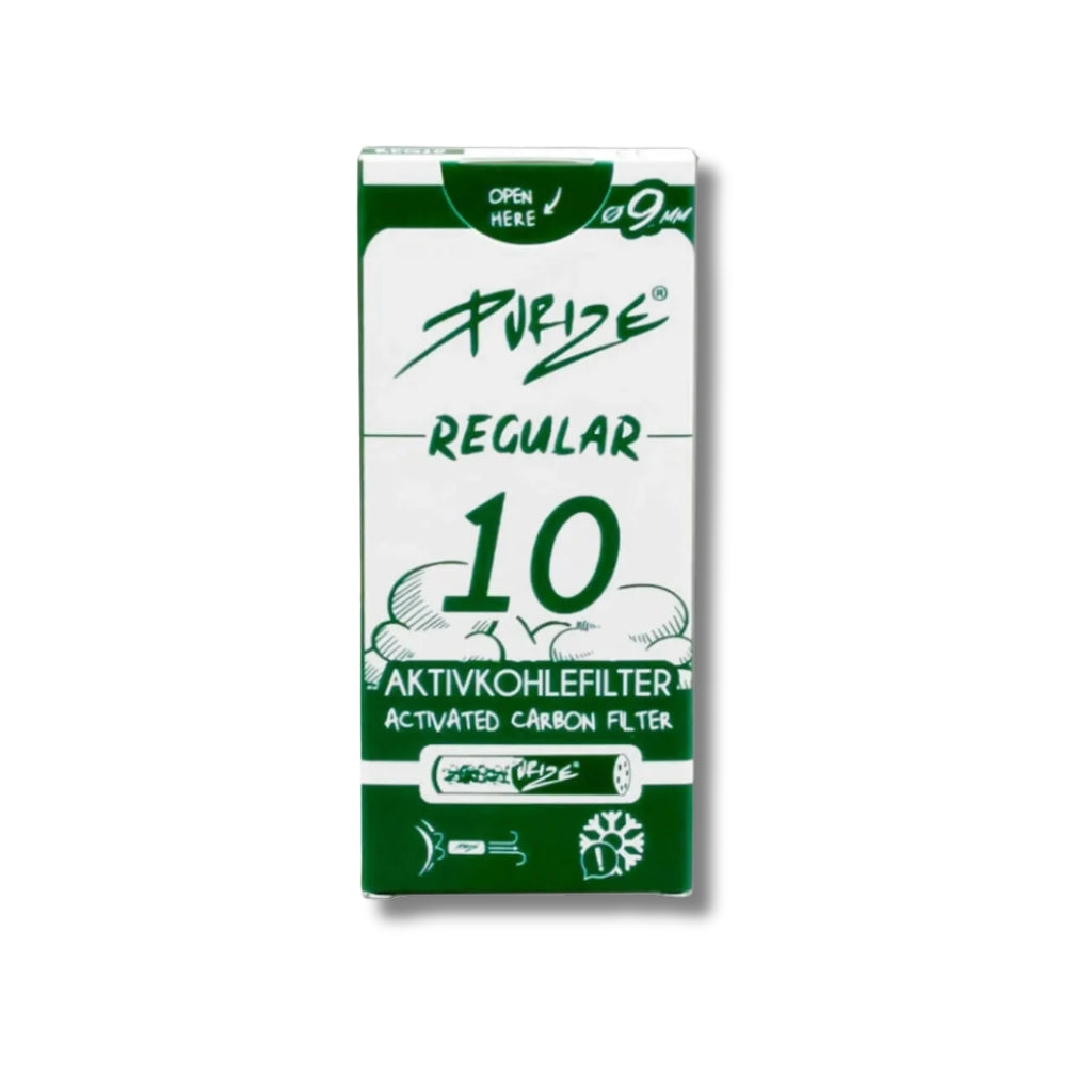 Filtros PURIZE® Regular 9mm Branco | Carvão Ativado 10 Unidades