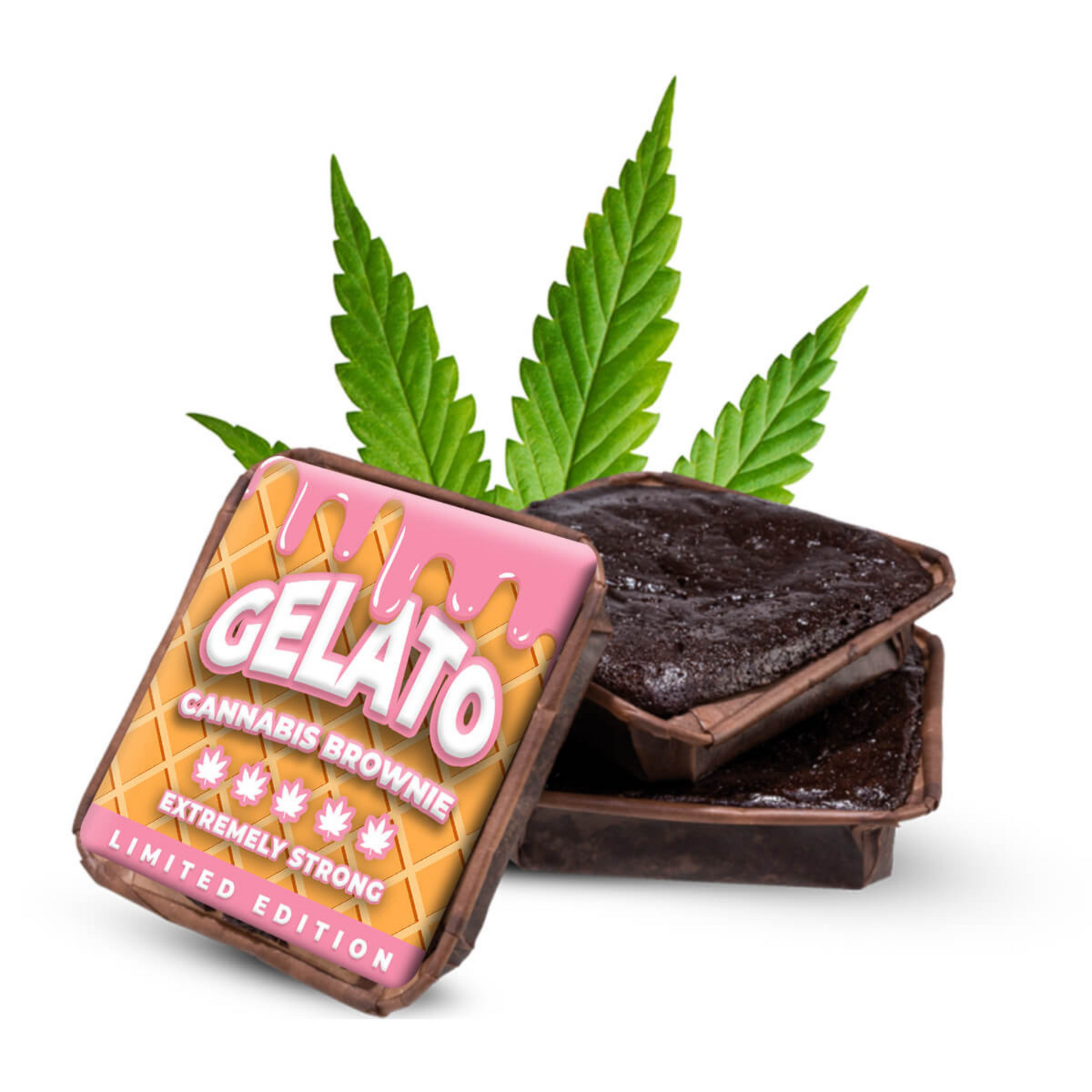 Gelato Brownie THC Free sem canabinoides com textura macia e sabor intenso a chocolate.