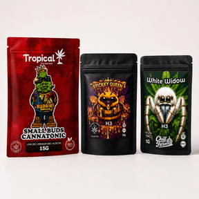 Kit Cannatonic CBD + Stickky Queen H3 + White Widow H3 + Acessórios | Tropical Bud
