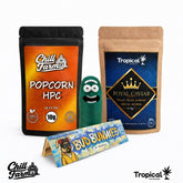 Kit Royal Caviar CBD Indoor 10g + Popcorn HPC 10g + Mortalhas + Capa Clipper - Chill Farm® e Tropical Bud®