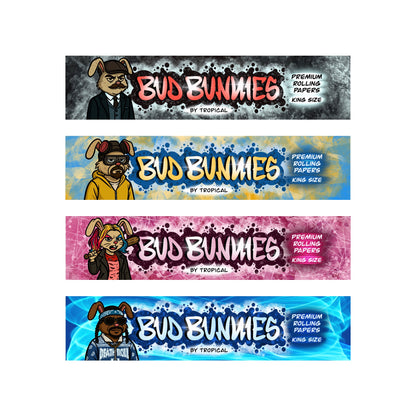 Kit de Mortalhas + Filtros Bud Bunnies By Tropical Bud, a estreia da marca no mundo das mortalhas com um design único e irreverente. Produzidas com papel natural e não branqueado, garantem uma queima suave e consistente. Disponíveis em quatro edições especiais: Breaking, Peaky, Snoop e Harley Bunnies, são perfeitas para quem gosta de qualidade e originalidade em cada detalhes