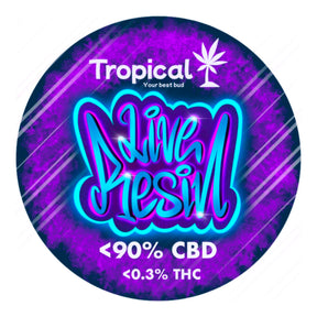 Imagem do frasco Live Resin de CBD – extrato com 90% de pureza,de CBD e até 0.3% THC. Embalagem de 2 gramas. Produto de CBD potente e natural para alívio do stress e ansiedade