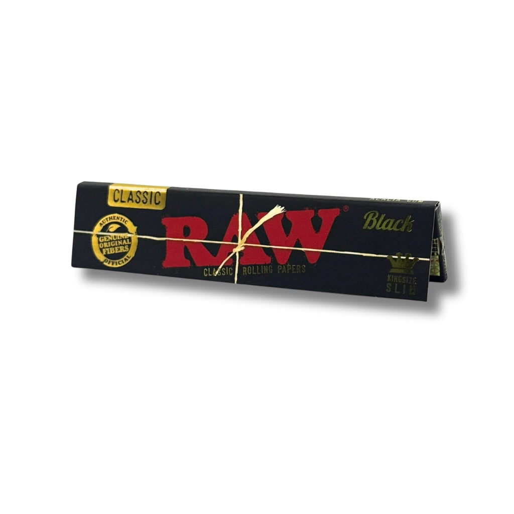 Mortalhas RAW Black King Size Slim Ultra Finas com 32 Folhas