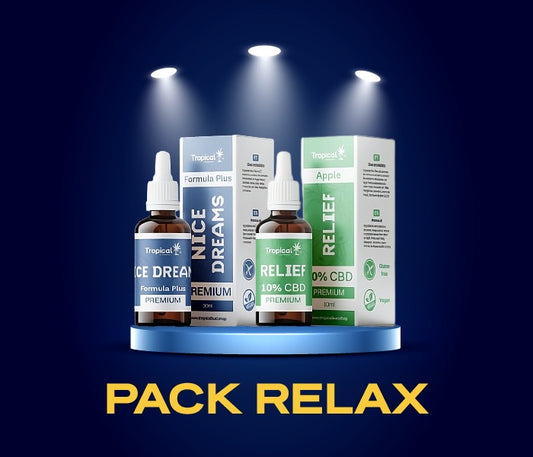 Pack Calma & Conforto Tropical Bud com dois óleos de CBD derivados de cânhamo industrial certificado (<0,2% THC).