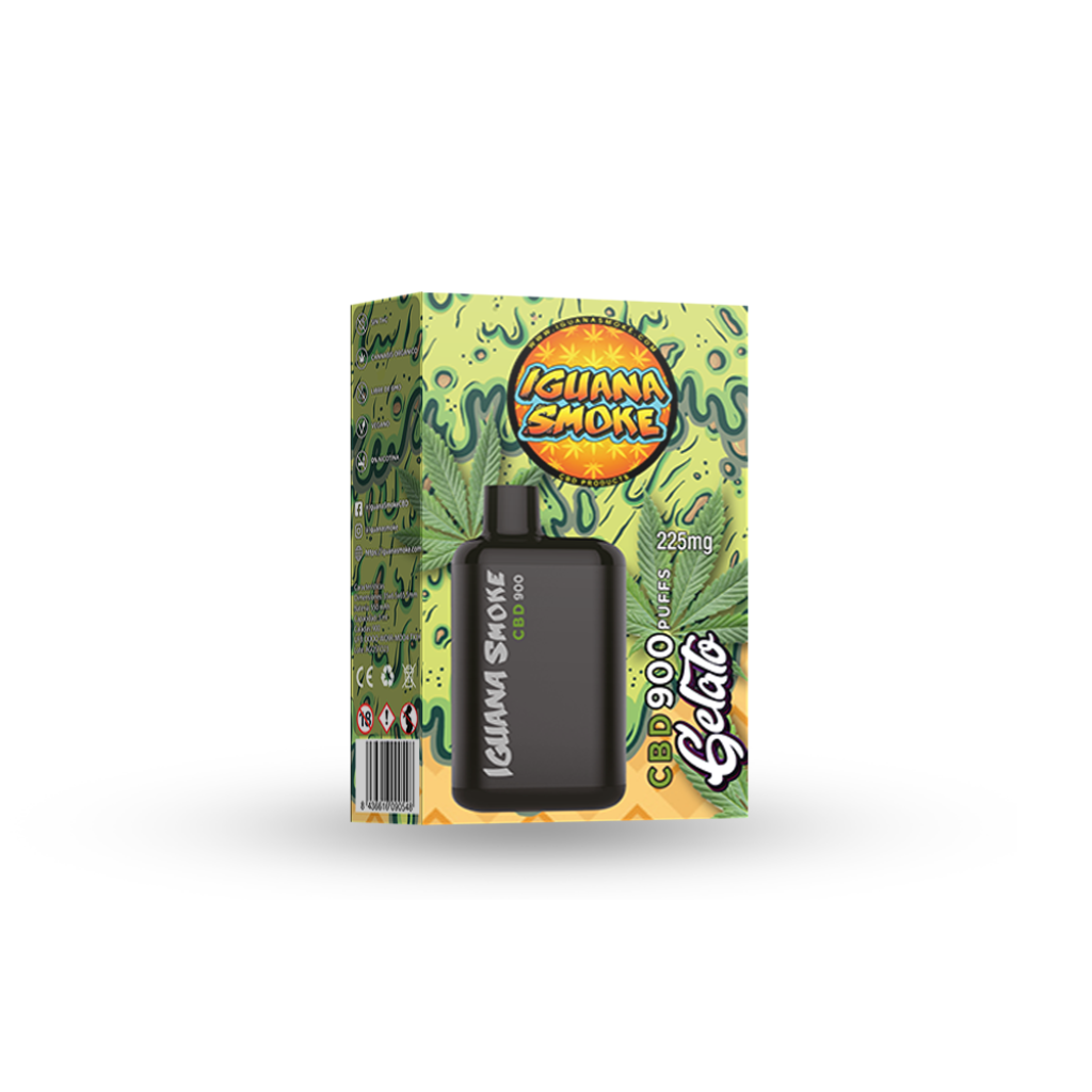 CBD Vape Iguana Smoke 900 Puffs Gelato Vape Descartável 225 mg