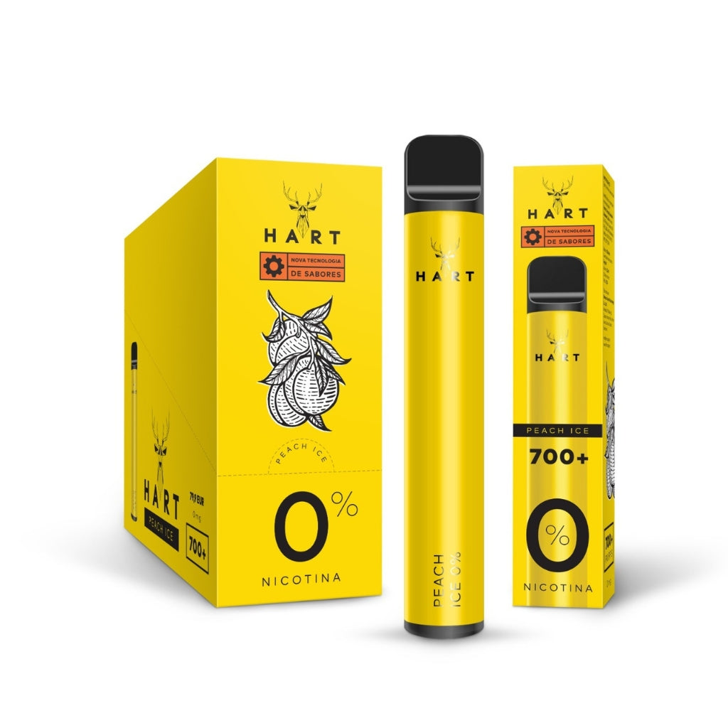Vape Hart 0% Nicotina Peach Ice Cigarro Eletrónico Descartável | +700 Puffs