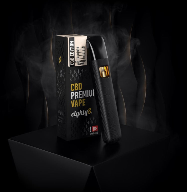 Vape CBD Eighty8 Morango e Banana 1ml com morango e banana, 1ml.

