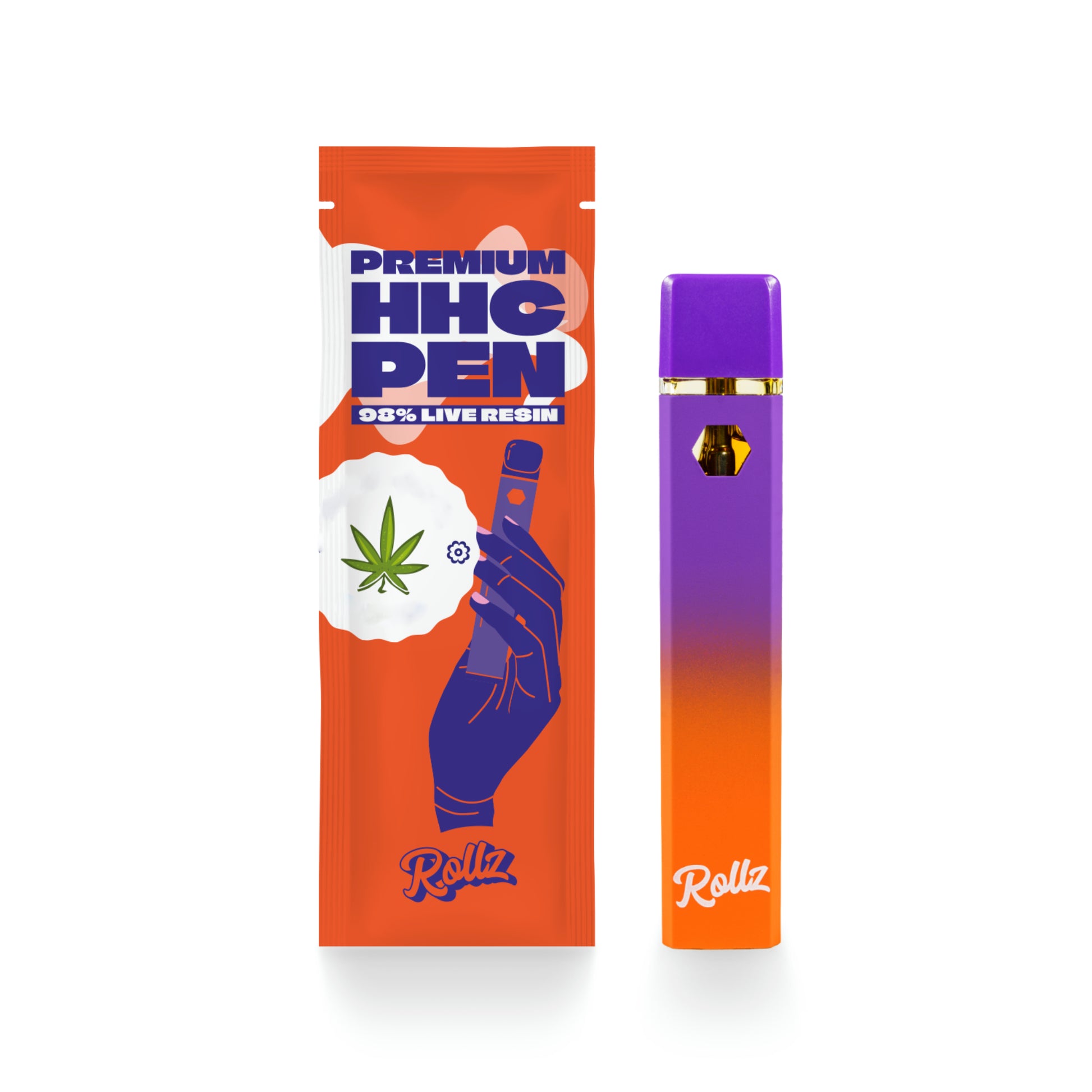 Vaporizador Rollz HHC Gelato Live Resin 2ml com sabor doce e cremoso, 98% de HHC.

