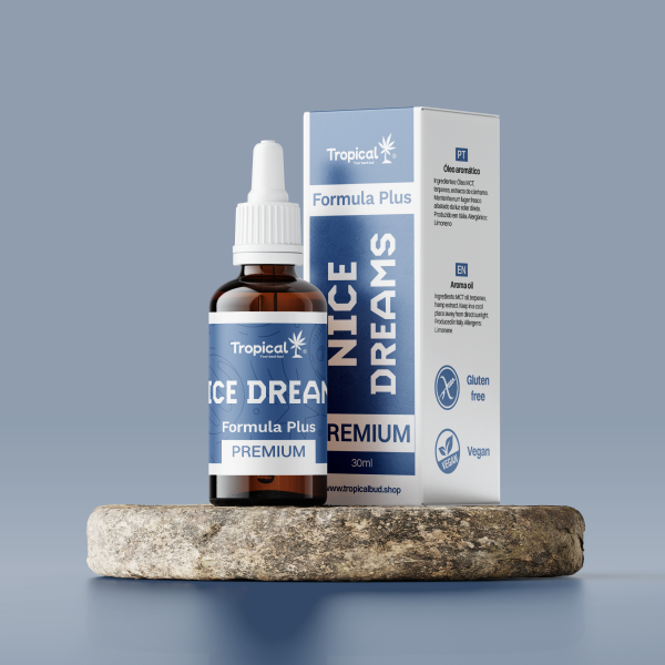Óleo de CBD 500mg + Melatonina Tropical Bud 30ml derivado de cânhamo industrial certificado (<0,2% THC).