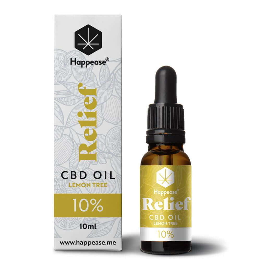 Óleo de CBD RELIEF 10% Happease Lemon Tree 10ml de cânhamo industrial com <0,2% THC.