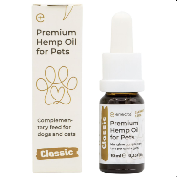 Óleo de Cânhamo para Pets com Ómega 3 e Vitamina E (10ml) com <0,2% THC.