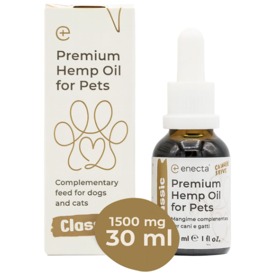 Óleo de Cânhamo para Pets com Ómega 3 e Vitamina E (30ml) com <0,2% THC.